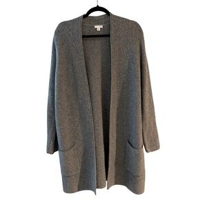 J. Jill Gray Duster Wool Blend Open Cardigan Size L
